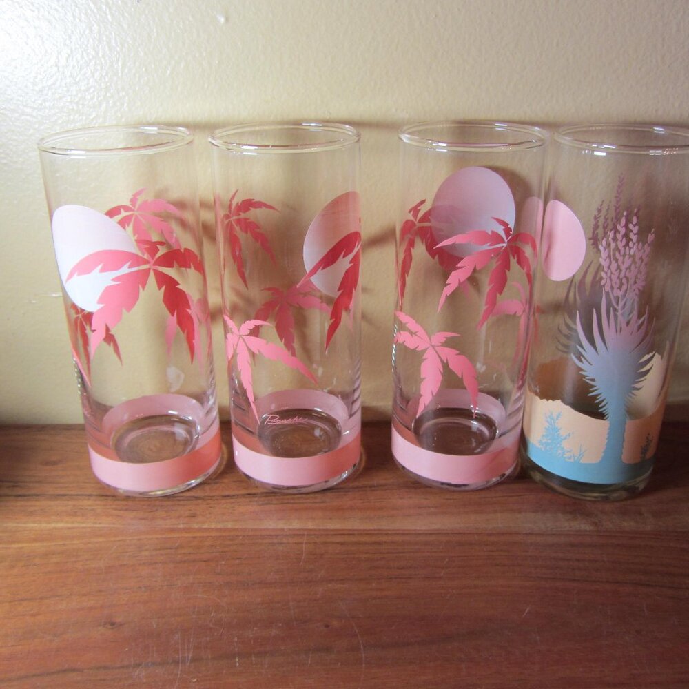 14 oz panache by dolly clark vintage collins glasses tropical tiki (W4581)